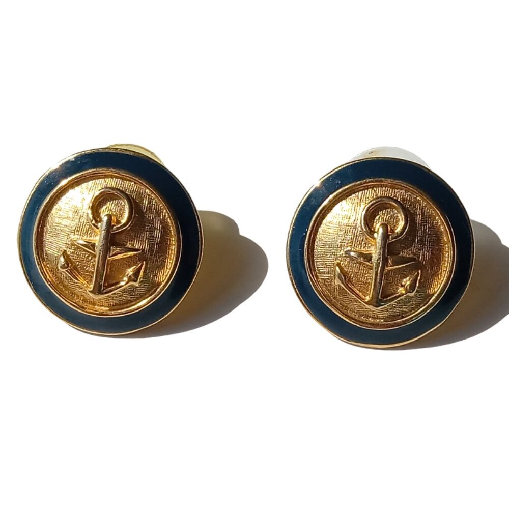 Vintage AK Nautical Earrings, Anchor Design Fashion Earrings